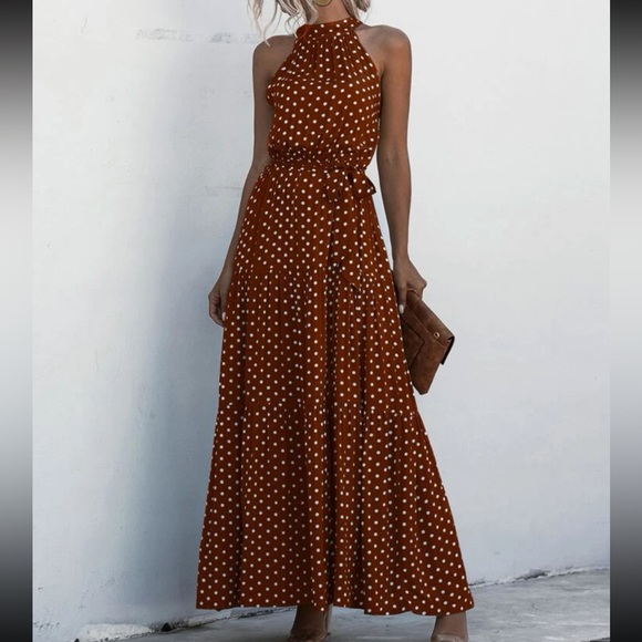 Boho gypsy dot halter maxi dress - Picture 8 of 10